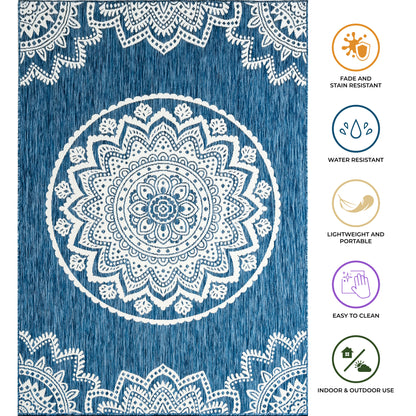 Outdoor Rugs Mandala - Blue / Cream