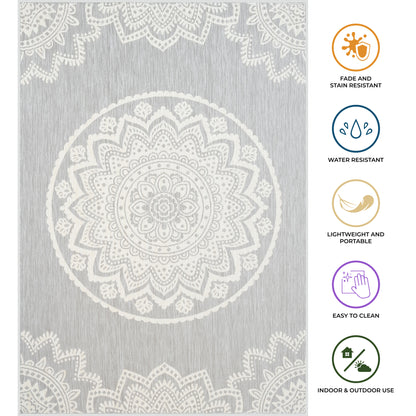 Outdoor Rugs Mandala Grey / Cream