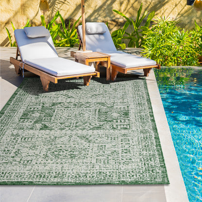 Outdoor Rugs Vintage Rectangular Green / Cream