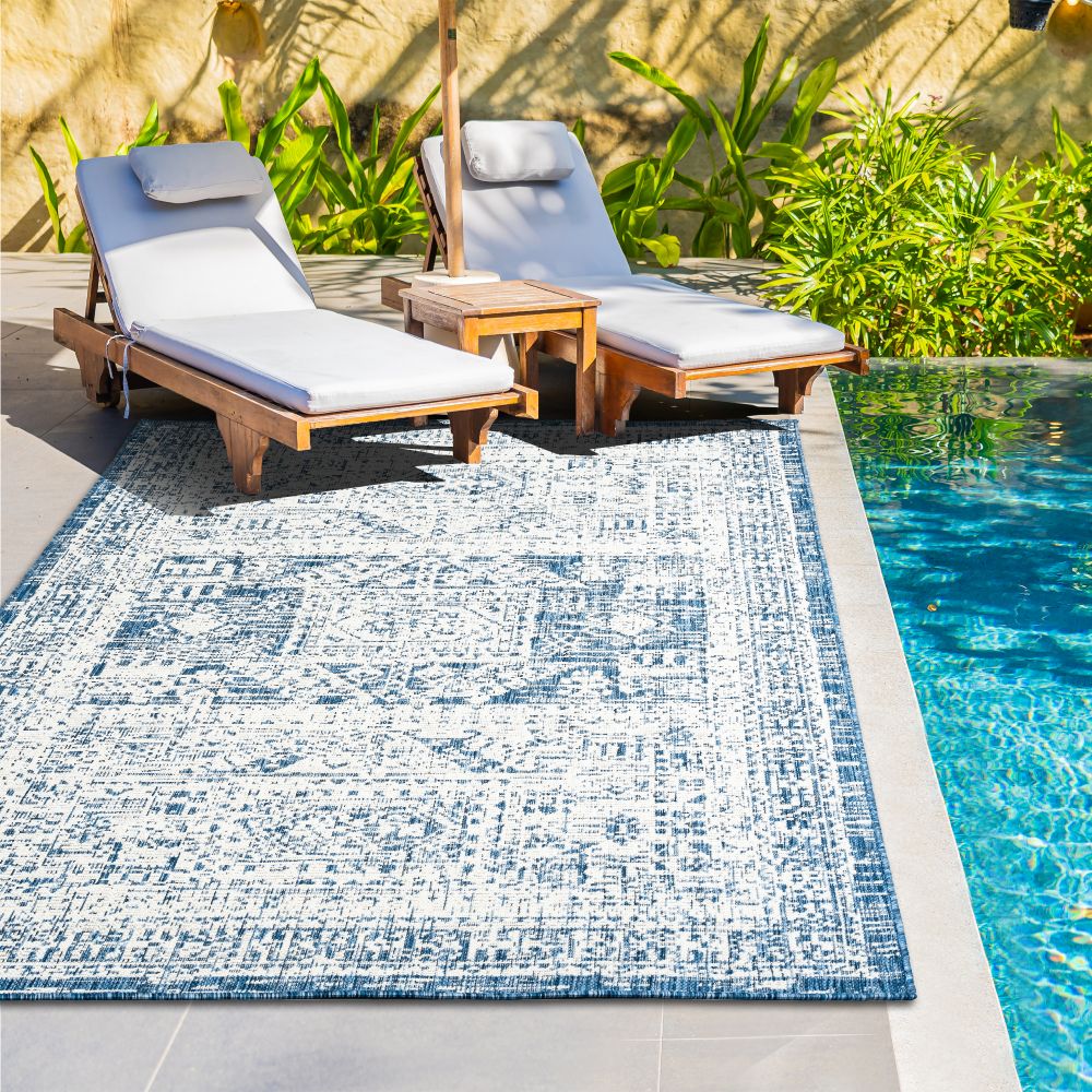 Outdoor Rugs Vintage Medallion - Blue / Cream