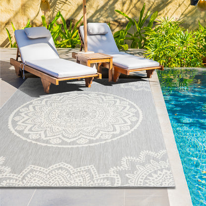 Outdoor Rugs Mandala Grey / Cream