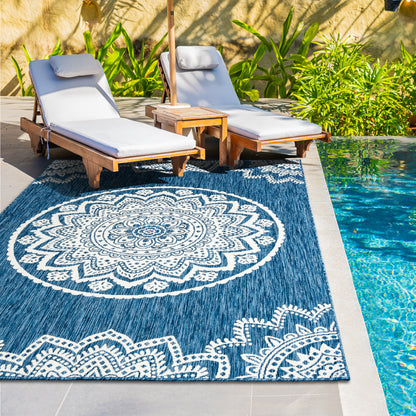 Outdoor Rugs Mandala - Blue / Cream