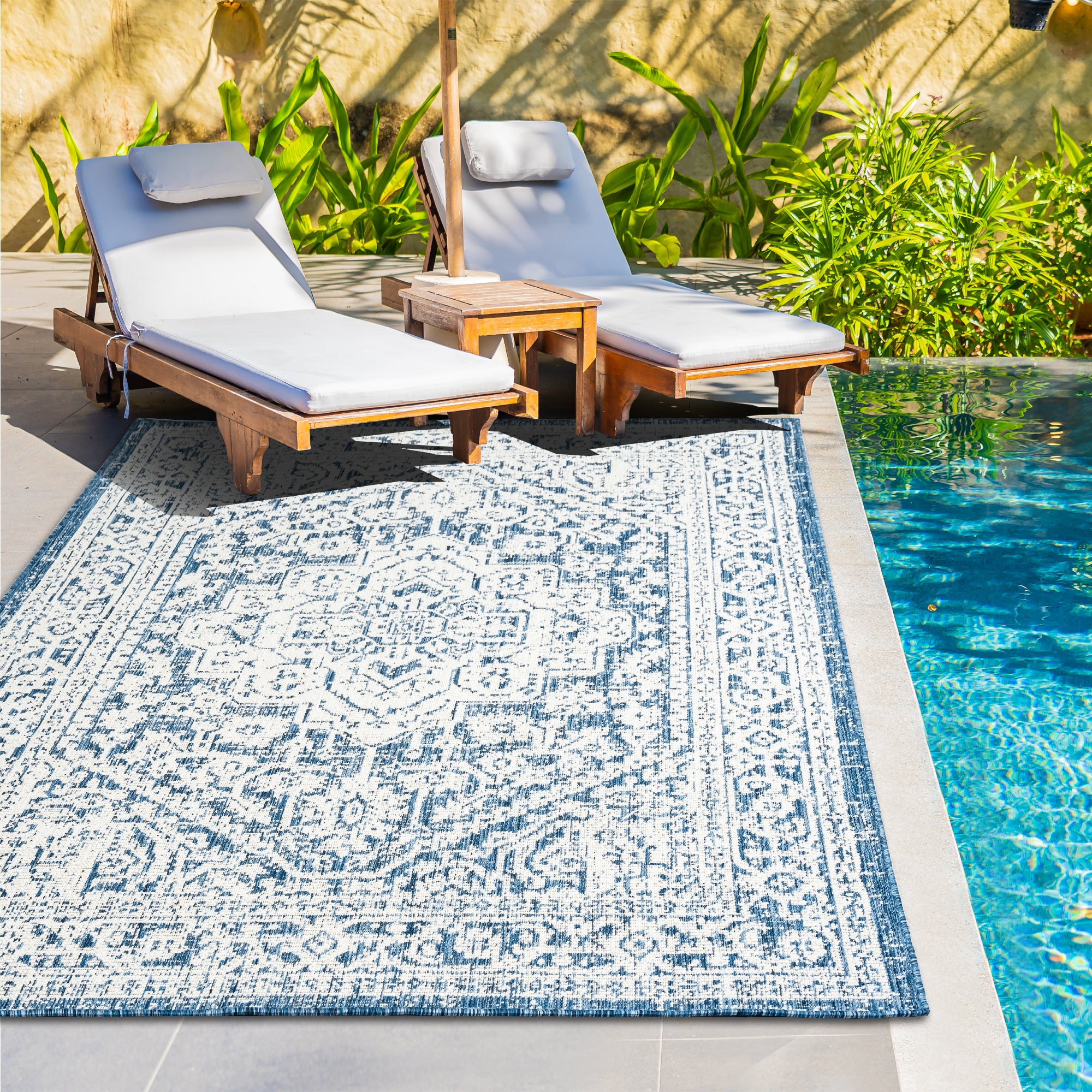 Outdoor Rugs Mandala - Blue / Cream