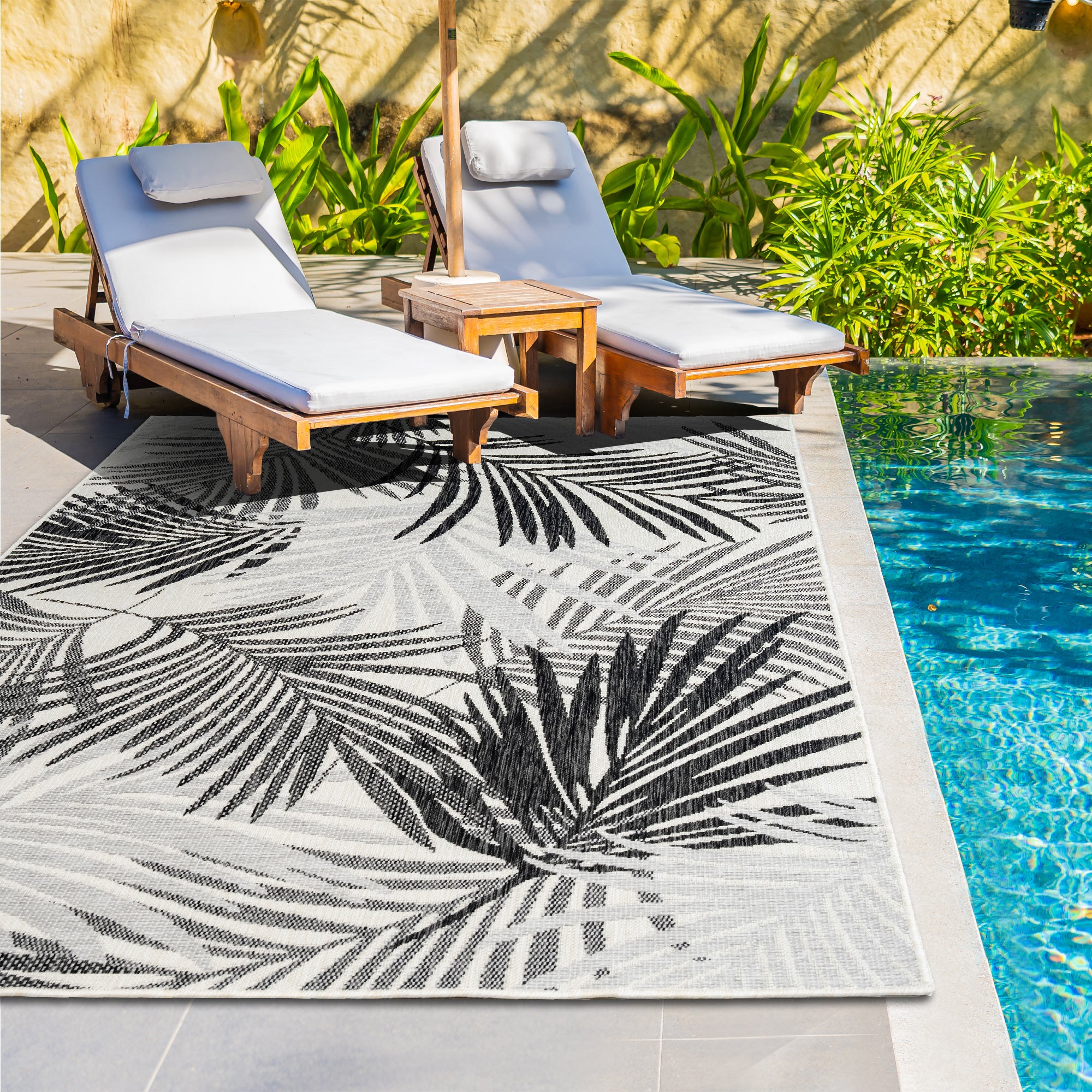 Outdoor Rugs Palm - Black / Grey