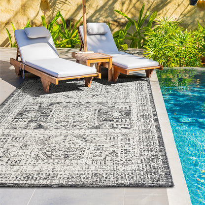Outdoor Rugs Vintage Rectangular Black / Cream