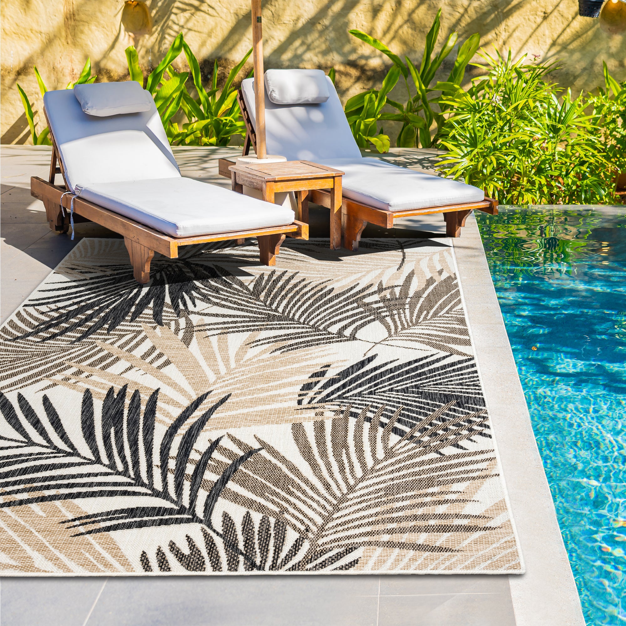 Outdoor Rugs Palm - Black / Beige