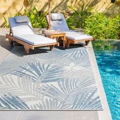 Outdoor Rugs Palm - Blue/ Grey