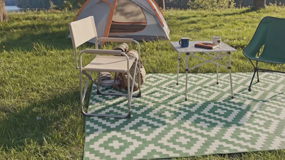Outdoor Rugs Square Collection Dark Blue Cream