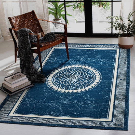 Modern Rugs Medallion Collection Rug Navy