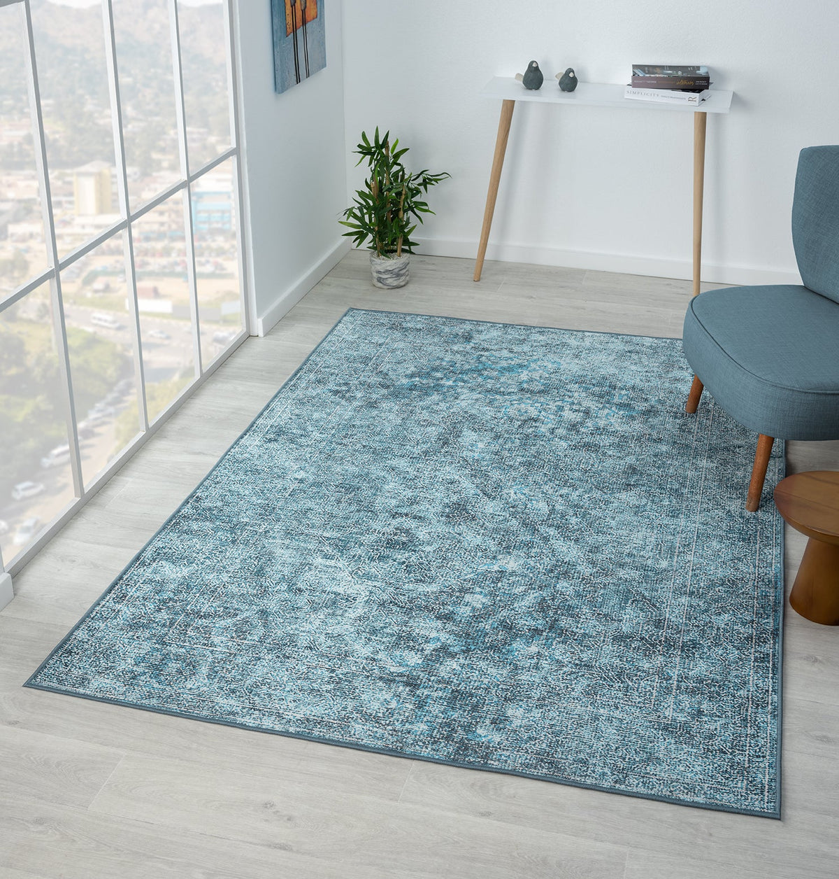 Living Room Rug Columbia Collection Light Blue
