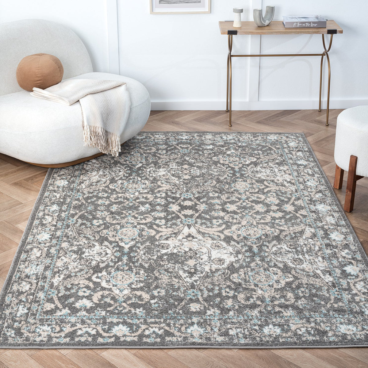 Living Room Rug Holland Collection Grey Cream