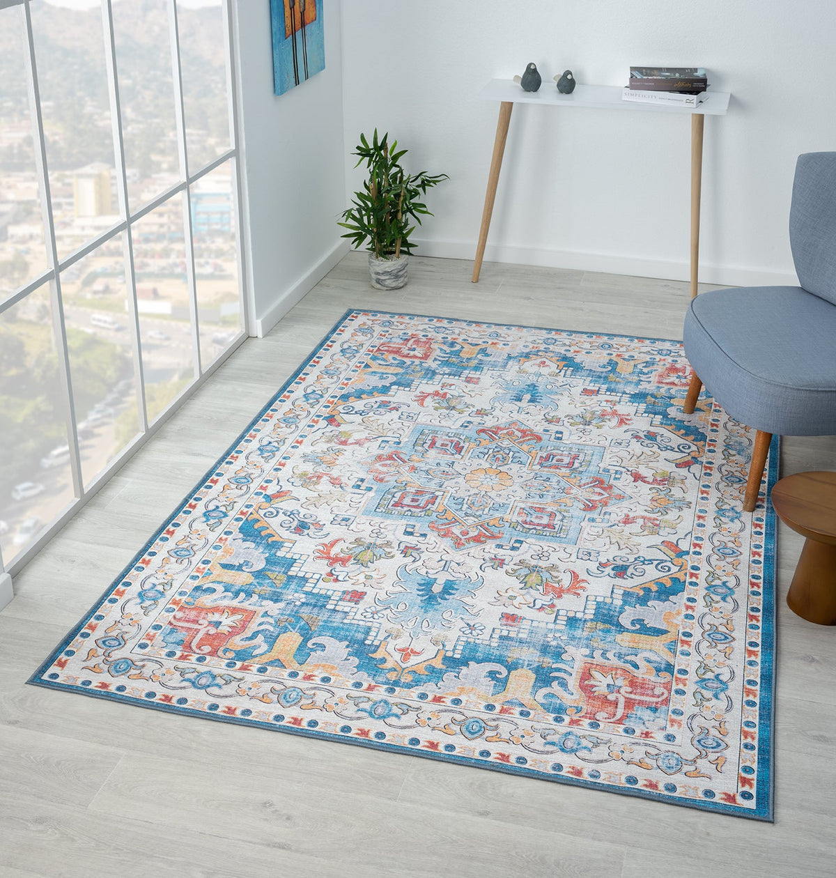 Washable Rugs Chelsea Collection Blue
