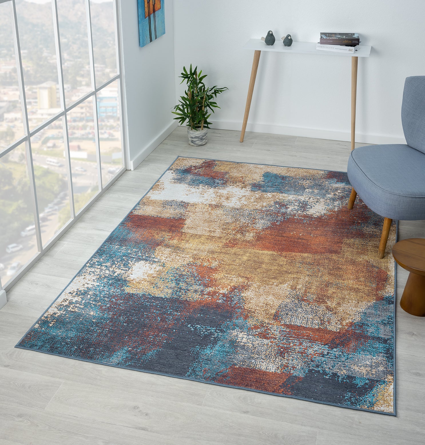 Washable Rugs Jermyn Collection Blue