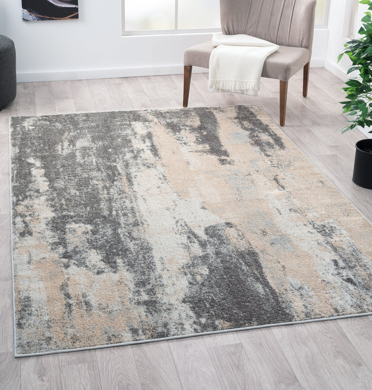 Living Room Rug Oxford Collection Grey Cream