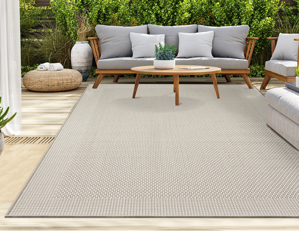 Outdoor Rugs Plain Collection Beige Cream