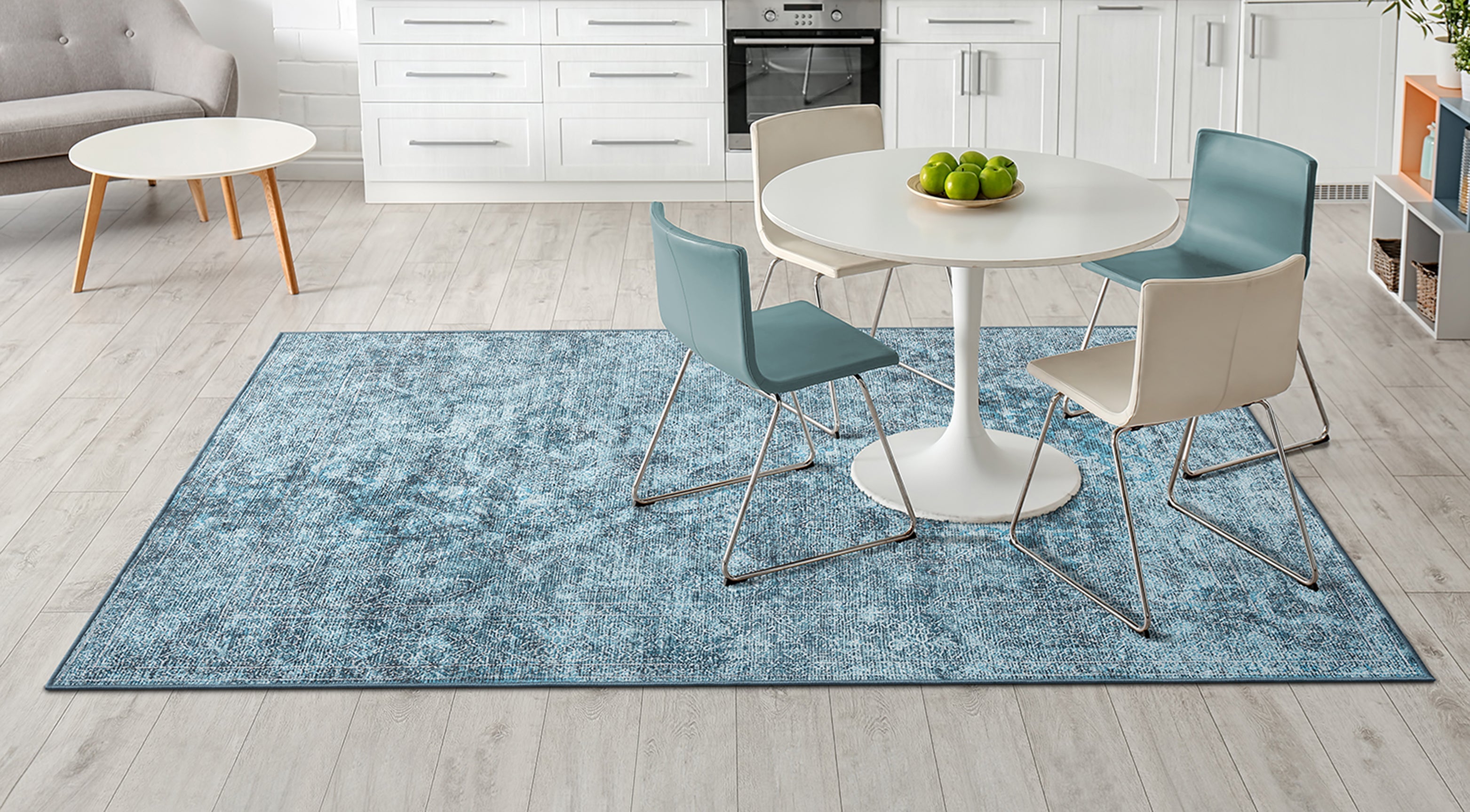 Washable Rugs Columbia Collection Light Blue