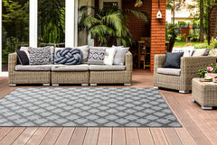 Outdoor Rugs Lined Collection Grey Cream