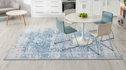 Living Room Rug Portobello Collection Cream Blue