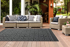 Outdoor Rugs Medallion Collection Anthracite Cream