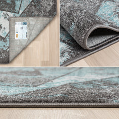 Living Room Rug Square Collection Dark Grey Blue