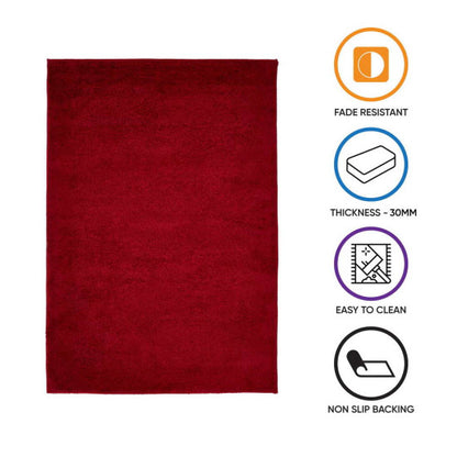 Shaggy Rug Plain Bordeaux / Dark Red