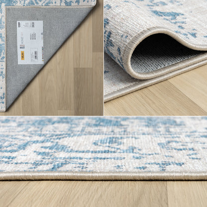Living Room Rug Portobello Collection Cream Blue