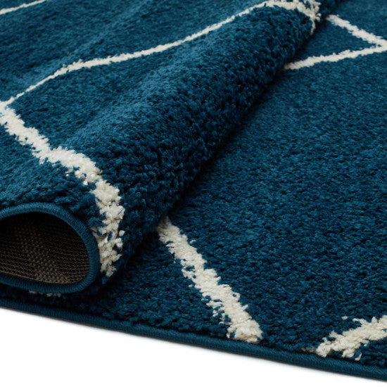 Shaggy Rug Lined Diamond Navy