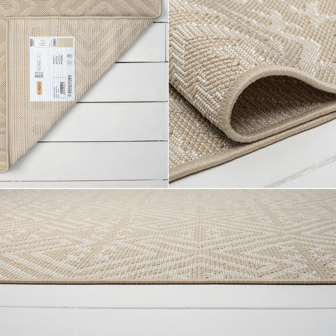 Outdoor Rugs Medallion Collection Beige Cream